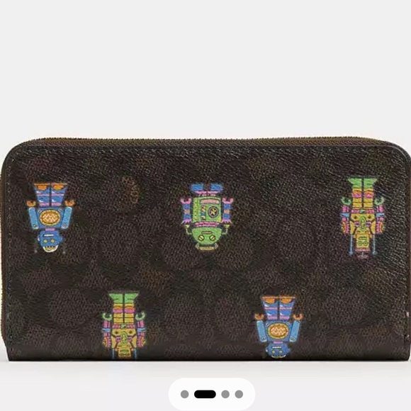 Coach Cosmic Coach Long Zip Around Wallet In Signature Canvas With Robot Print - Picture 4 of 8